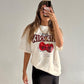 White cherry animal print oversized t-shirt 