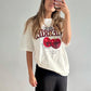 White cherry animal print oversized t-shirt 