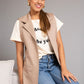 Camel thick knit long vest