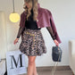 Short skirt light fabric bolero animal print